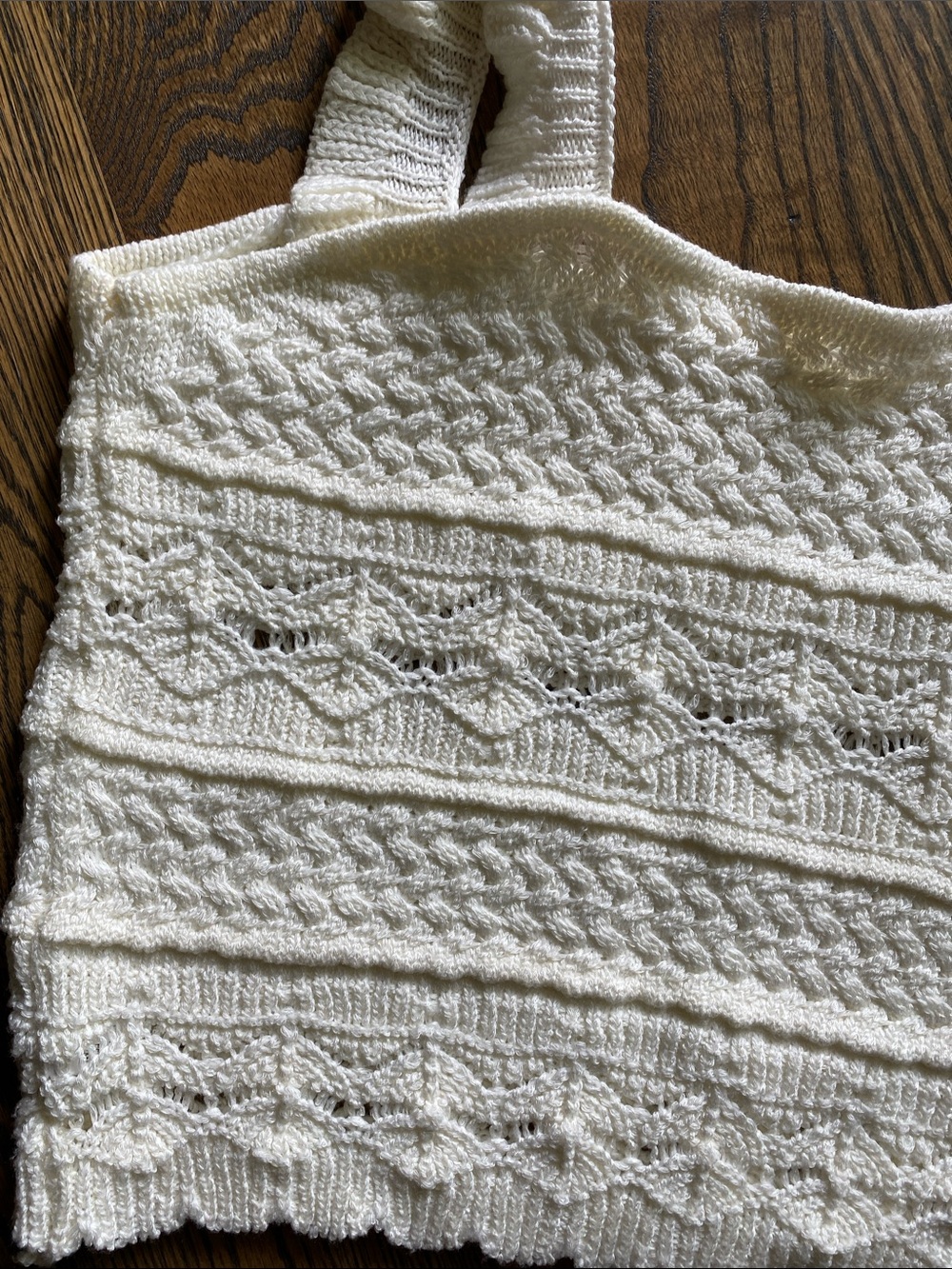 Amazon White Knit Ruffle Strap Tank Top - Picture 2 of 4